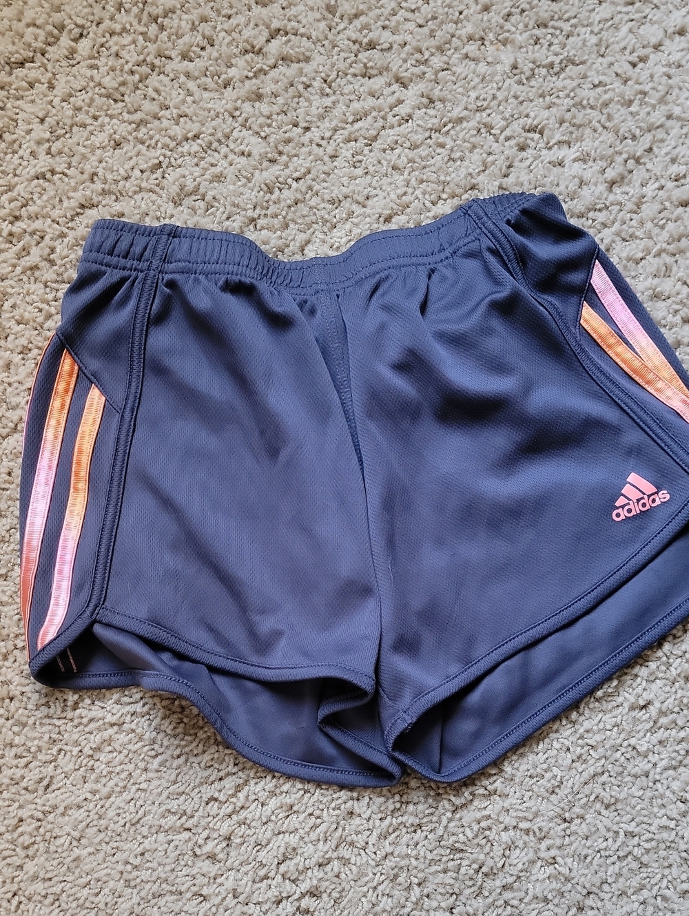 adidas Girl's Pink Athletic Shorts with White Stripes